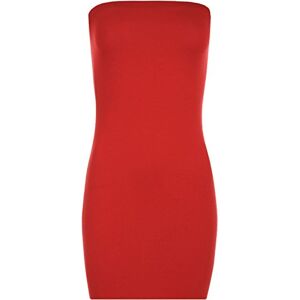 Hamishkane New Ladies Bandeau Boobtube Stretchy Bodycon Plain Sleeveless Party Mini Dress Red