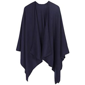 Generic Shawl Wraps for Women Blanket Scarf Cardigan Loose Open Front Elegant Poncho Cape Women Capes (Navy, One Size)