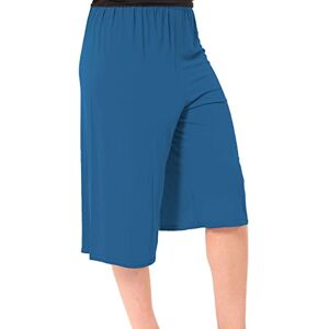 AA ESSENTAILS&#174; Women Elasticated Waist Plain Wide Leg Flared 3/4 Length Culottes Shorts - Ladies Casual Summer Palazzo Pants (Teal, 12-14)