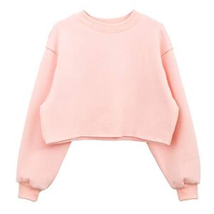 Amazhiyu Women's Cropped Sweatshirt Pullover Fleece Cropped Hoodie Long Sleeves Casual Crop Top for Fall Winter,Pink