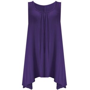 Candid Styles Ladies Summer Tops Womens Sleeveless Hanky Hem Vest Top Tunic Ladies Blouse Loose Fit Flared Swing Dress Plus Size 20-22 Purple