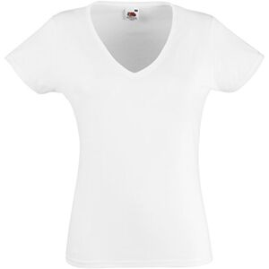 Fruit of the Loom Women's Valueweight V-Neck T Lady-fit T-Shirt, White (White 000), XS
