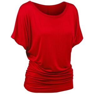 ClodeEU Womens Batwing Sleeve Tops Plain Boat Neck Blouse Ruched T Shirts Casual Summer Tunic for Work Office Going Out Red