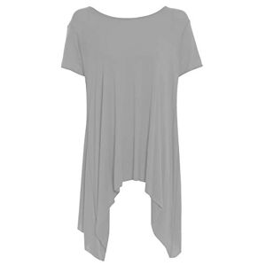 Fashion Star Womens Plain Cap Sleeve Hanky Hem Flared Top Cap Sleeve Grey S/M (UK 8/10)