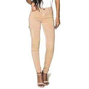 Ladies Cargo Pants Skinny Slim Trousers Soft Stretch Cotton Jeans UK 6-14 (8, Light Beige)
