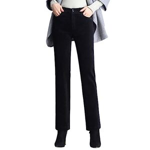 E-Girl Women's Straight-Leg Trousers Black High-Waisted Plus Size Trousers Work Business Office Corduroy Spring and Autumn Thick Ladies Trousers,UK 18,E2081