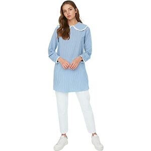 Trendyol Women Modest Regular Tunic Peter Pan Collar Woven Modest Tunics Blue