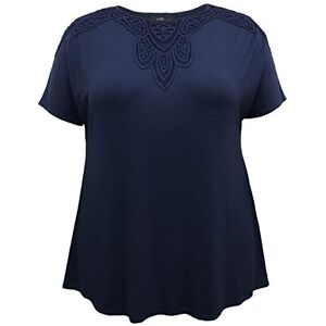 LEEBE Women's Plus Size Round Neck Short Sleeve Crochet Shoulder Swing Top (UK 18-36) (1X (UK 18-20), Navy)