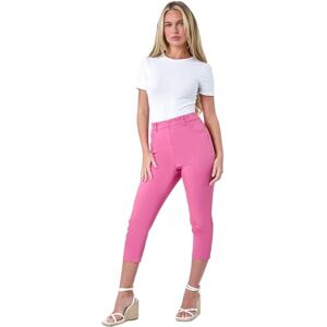 Roman Originals Cropped Jeggings for Women UK Ladies Capri Stretchy Jeans Denim Legging Cotton Summer Trouser Three Quarter 3/4 Length Pull On Cut Off High Waist Smart - Petite Pink - Size 8