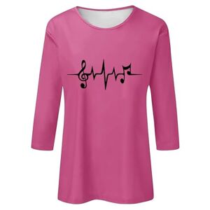 Black Friday Deals 2024 Womens Clothes Angxiwan Tunic Tops for Women UK Women's Round Neck Short Sleeve EKG Printed T Shirt Fashionable Casual Top Loose Tshirts for Women UK Fashion Tops for Women UK Hot Pink