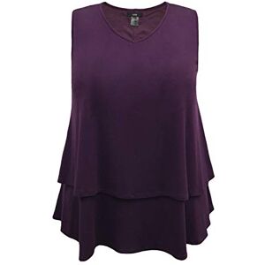 LEEBE Women's Plus Size V-Neck Tier Tank (1X-5X) (2X (UK 22-24), Dark Purple)