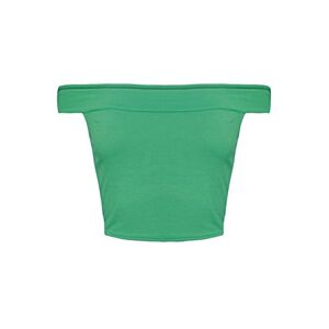 GirlsWalk Women's Plain Off Shoulder Crop Cropped Top, Jade Green, ML=12-14