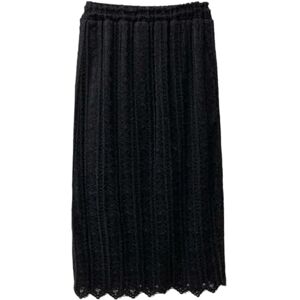 Gyios skirt Womens Elastic Spring Autumn Women Beige Long Skirt Female Vintage High-waist Chic Lace Skirts Black Skirt-black-l