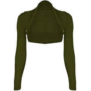 STAR FASHION Womens Long Sleeve Bolero Shrug Ladies Mini Blouse Open Front Cropped Top Lightweight Summer Cardigans Jacket Khaki 20-22