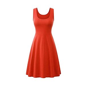 EFOFEI Womens Casual Summer Sleeveless Dress Simple Casual Dress Orange L
