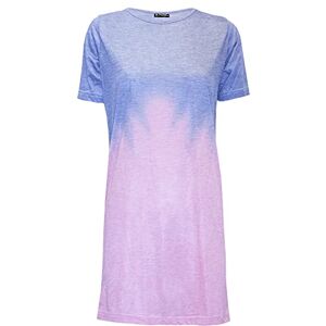 Fashion Star Womens Oversized Baggy Tunic Pullover Mini Pj T Shirt Dress Tie Dye Blue/Pink M/L (UK 12/14)