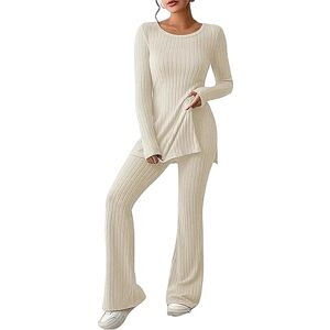 Lounge Wear Women Lounge Wear Sets for Women Uk Knitted Loungewear Sets Ribbed Co Ord Sets Two Piece Outfit Wide Leg Lounge Suits Comfy Leisure Wear Tracksuit Womens Full Set Casual Track Suits Ladies Pyjamas