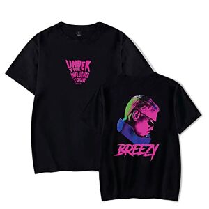 ADJAN T-shirt Chris Brown Cosplay Print Cotton T-shirt Fan Shirt T-shirt Breezy Merch Hoodie Short Sleeve Round Neck Women's Men's Hip Hop Trend T-shirt Clothing XS-4XL-Black L