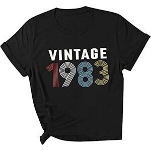 Funaloe 2023 Summer Tops For Women Uk Clearance Sale Women Tops and Blouses Black Summer Tops for Women UK Womens Short Sleeve Tops Plus T-Shirt Top Crewneck Tee Tops Shirts 40Th Birthday Gift 1983 Women Letters Shirt Tee Tops Shirts XXL