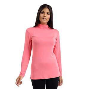 janisramone Womens Ladies Long Sleeve Turtle Polo Neck T-Shirt Slim Fit Jersey Casual Basic Plain Tee Vest Top Coral