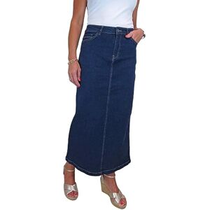 icecoolfashion Women's Very Stretchy Denim Maxi Skirt Ladies Casual Straight Long Jeans Skirt Soft Wash Indigo Blue 10-22 (18)