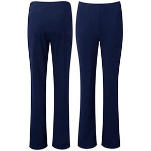 WearAll Pack of 2 Women Bootleg Trousers Ladies Boot Cut High Rise Stretch Soft Ribbed Pull On Bottoms Elasticated Waist Pants Plus 8-26