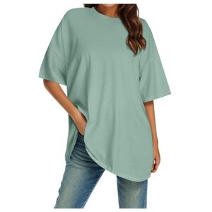 Orbgons Spandex Long Sleeve Shirt Women Crew Neck Fitted Shirt Basic Tops Short Sleeves Summer T Shirt Tops Classic T Shirt Tee Blouses Women Work (Green, XL)