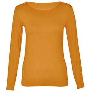 Hamishkane&#174; Long Sleeve Womens t Shirts - Plain Stretchy Round Neck Tee Fitted Tshirts Women UK - Ideal Summer Top & Going Out Tops for Women UK Mustard