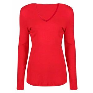 Real Life Fashion LTD Ladies Long Sleeve Basic Tee Top V Neck Classic Shirt Office Formal Blouse Top Womens Casual Plain Wear Slim Fit Tunic Shirt V Neck Plain Tunic Shirts Tunic Top Red