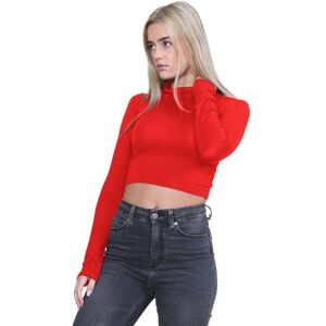 Hamishkane&#174; Women's Long Sleeve Turtle Neck Crop Top, Soft & Comfortable Crop Tops for Women - Chic Women's T-Shirts - Summer Polo Neck Tops for Women UK Red