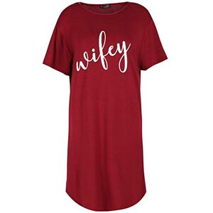 Be Jealous Womens Curved Hem Oversized Baggy Ladies Wifey Long Tunic Mini T Shirt Dress Top Wine