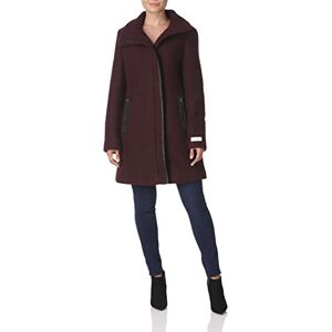 Calvin Klein Women's Cw755248 Wool Blend Coat, Chianti Black, XS
