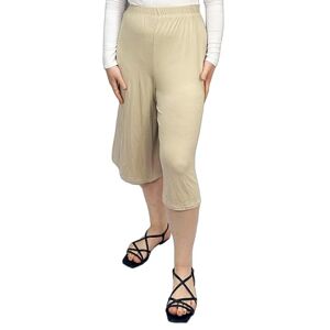 Luxe DIVA Womens Ladies Plain 3/4 Length Short Palazzo Trousers Casual Wide Leg Culottes Pants Plus Sizes UK 8-26 Stone