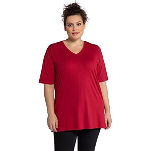 Ulla Popken Womenswear Plus Size Curvy Oversize Basic V-Neck Relaxed Fit Short Sleeve Tee Poppy 50+ 515283575-50+