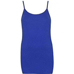 Luxe DIVA Womens Plain Sleeveless Round Scoop Neckline Stretch Slim Straps Strappy Straight Fitted Camisole T-Shirt Vest Top UK Size 8-26 Royal Blue