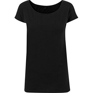 Build Your Brand Women's Wideneck T-Shirt, Black, S