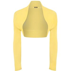 WearAll Ladies Long Sleeve Shrug Womens Bolero Cardigan Top ((XL) 16-18, Yellow)