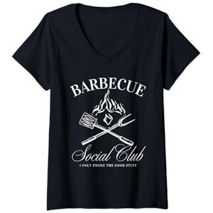 Summer Grilling Season Apparel Co. Womens BBQ Grill Social Club Summer Meat Barbecue V-Neck T-Shirt