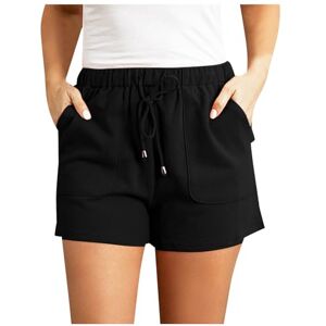 Yellsong Womens Summer Shorts Knee Length Stretchy Bermuda Shorts Outdoor Casual Cotton Athletic Travel Beach Shorts Womens Going Out Drawstring Shorts Ladies Stretch Shorts Black