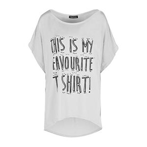 Be Jealous Fashion Star Womens Batwing This is My Favourite Dipped Hem High Low Baggy Oversized T Shirt White Plus Size (UK 16/18)