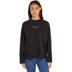 Calvin Klein Jeans Women's INSTITUTIONAL Loose Long Sleeves J20J222021 L/S Knit Tops, Black (Ck Black), L