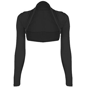 STAR FASHION Womens Long Sleeve Bolero Shrug Ladies Mini Blouse Open Front Cropped Top Lightweight Summer Cardigans Jacket Black 12-14