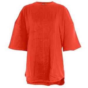 NOROZE Women's Loose Baggy Oversized T-Shirt Short Sleeve Ladies Pullover Plain Top (S/M, Red)