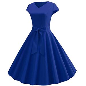 FunAloe Short Sleeve Dress for Women Party Dress Prom Dresses House Dresses Evening Dress Vintage Dress Casual Dresses Swing Dress 50S Dress Royal Blue Dress Wife Dress Collar Dress S