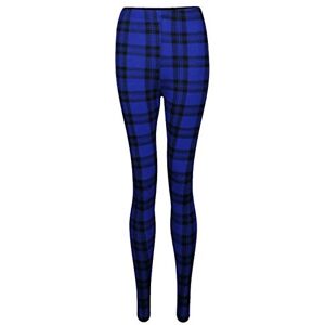 Candid Styles Womens Ladies Check Tartan Print Ankle Length Leggings Trousers Plus Sizes 8-26, (20-22, Royal Blue Tartan Print)