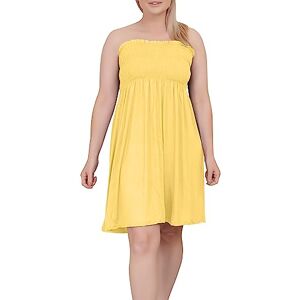 Love My Fashions&#174; Ladies Bandeau Beach Dress for Women UK Elasticated Bust Tankini Top Casual Club Dress Boobtube Party Wear Ruched Mini Clubwear Nightwear Lemon