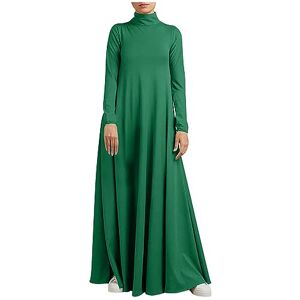 Generic S-514 Lime Green Teen Girls Long Sleeve Dresses Loose Fit Oversized Dresses for Women Turtleneck Spandex Lounge Muslim Basic Maxi Long Summer Fall Dresses 2024 Clothing JI L