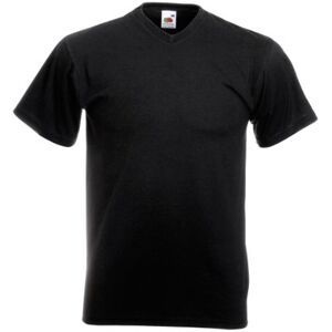 FRUIT OF THE LOOM VALUEWEIGHT V-NECK T-SHIRT (XXL 47"-49", Black)