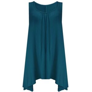 Candid Styles Ladies Summer Tops Womens Sleeveless Hanky Hem Vest Top Tunic Ladies Blouse Loose Fit Flared Swing Dress Plus Size 12-14, Teal