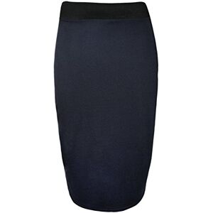 GirlzWalk &#174; Women’s Plain Elastic Waist Bodycon Stretch Ladies Pencil Stylish Midi Skirt (Navy, ML 12-14)